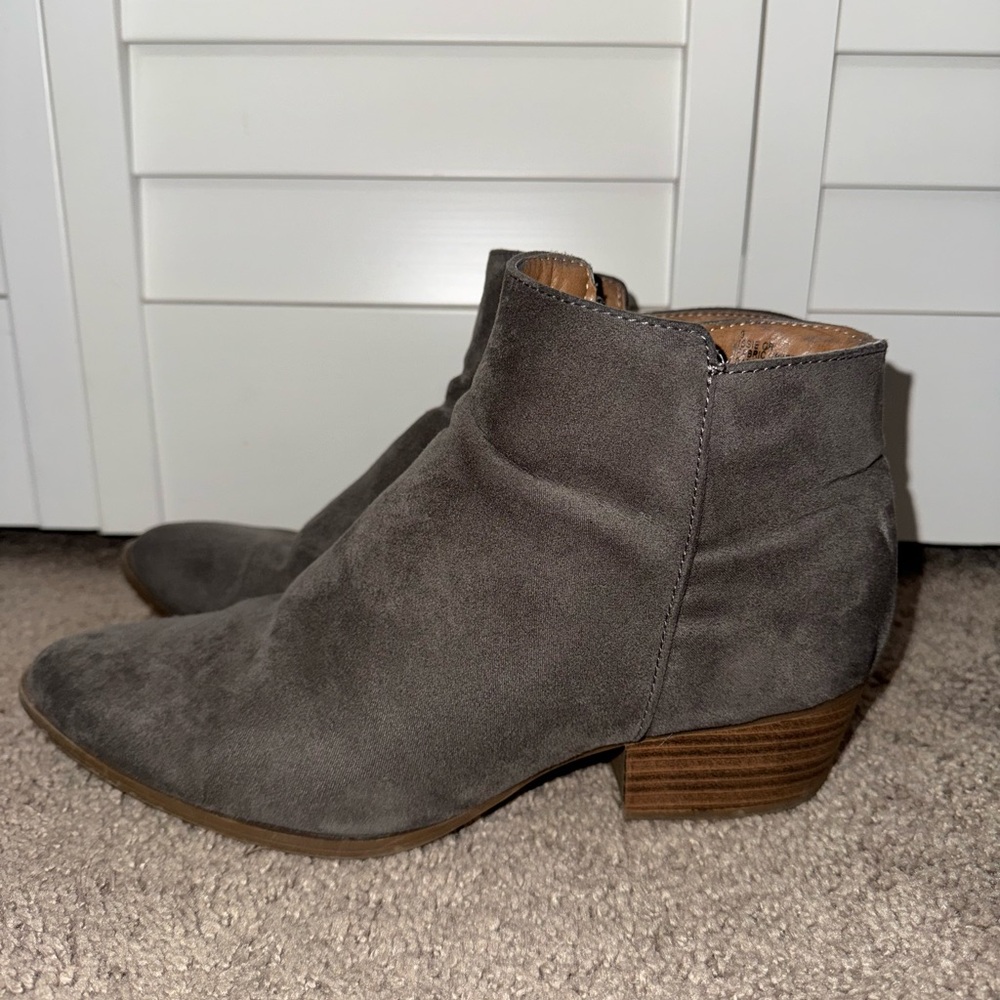 Women's Gray Suede Ankle Boots